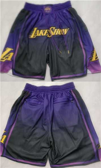 Los Angeles Lakers Purple Black 2025 City Edition Shorts (Run Small)->nba shorts->NBA Jersey